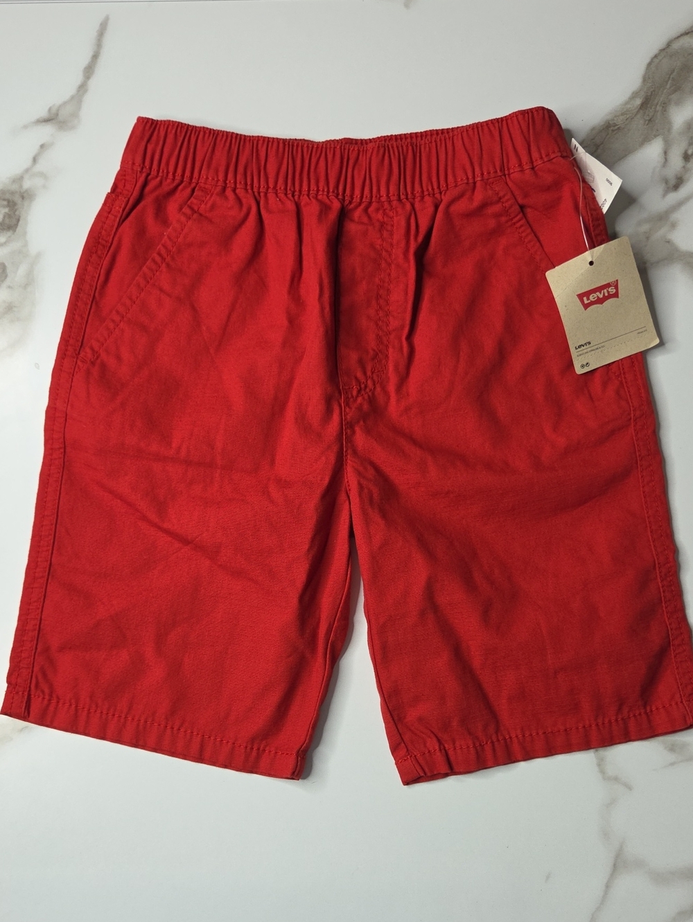 Levi's Boy's Bright Red Elastic-Waist Flat Front Shorts
